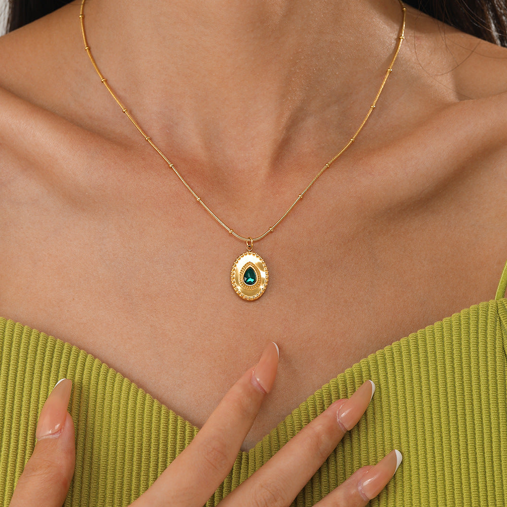 Collar Creativo De Acero Inoxidable Verde al por mayor